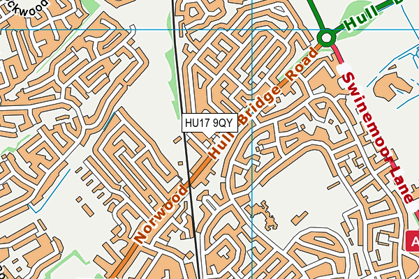 HU17 9QY map - OS VectorMap District (Ordnance Survey) HU17 9QY map - OS VectorMap District (Ordnance Survey)
