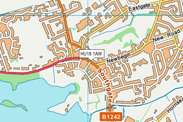 HU18 1AW map - OS VectorMap District (Ordnance Survey)