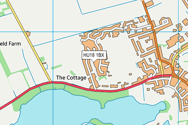 HU18 1BX map - OS VectorMap District (Ordnance Survey)