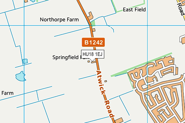 HU18 1EJ map - OS VectorMap District (Ordnance Survey)