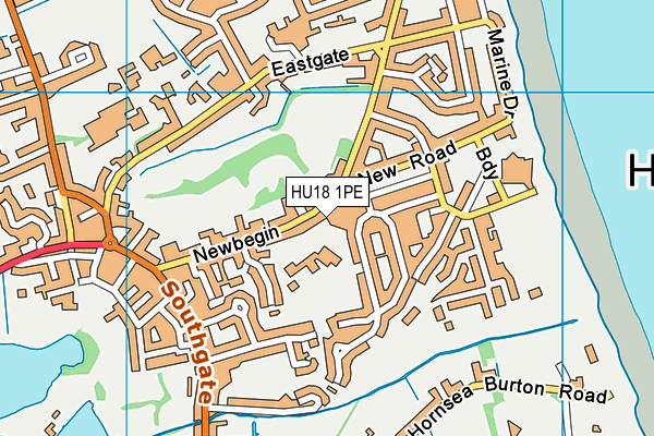 HU18 1PE map - OS VectorMap District (Ordnance Survey)