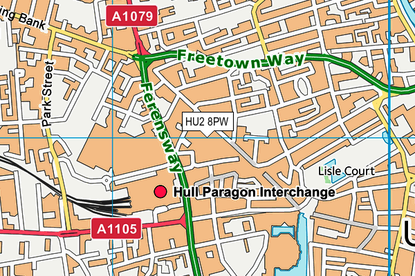 HU2 8PW map - OS VectorMap District (Ordnance Survey)