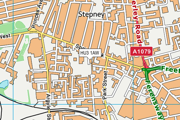 HU3 1AW map - OS VectorMap District (Ordnance Survey)
