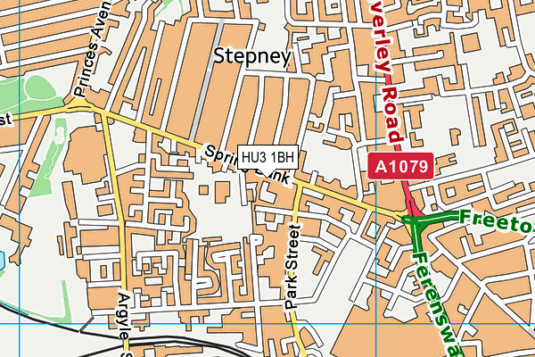 HU3 1BH map - OS VectorMap District (Ordnance Survey)
