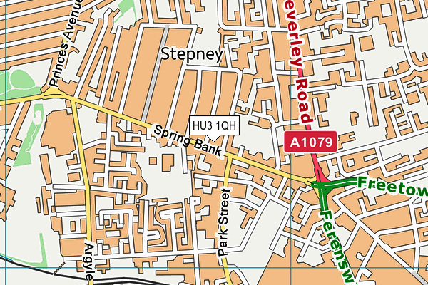 HU3 1QH map - OS VectorMap District (Ordnance Survey)