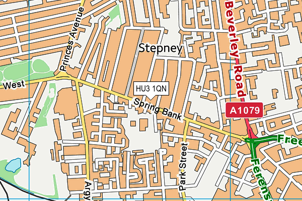 HU3 1QN map - OS VectorMap District (Ordnance Survey)