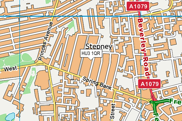 HU3 1QR map - OS VectorMap District (Ordnance Survey)