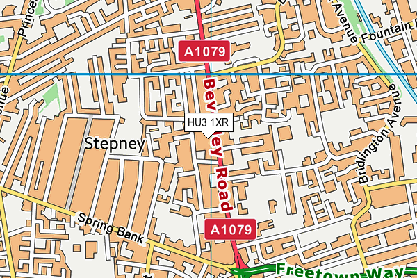 HU3 1XR map - OS VectorMap District (Ordnance Survey)