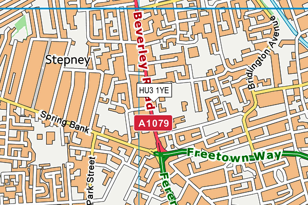 HU3 1YE map - OS VectorMap District (Ordnance Survey)