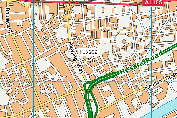 HU3 2QZ map - OS VectorMap District (Ordnance Survey)