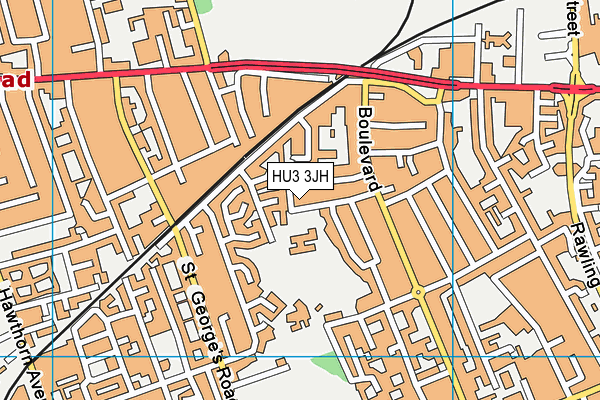 HU3 3JH map - OS VectorMap District (Ordnance Survey)