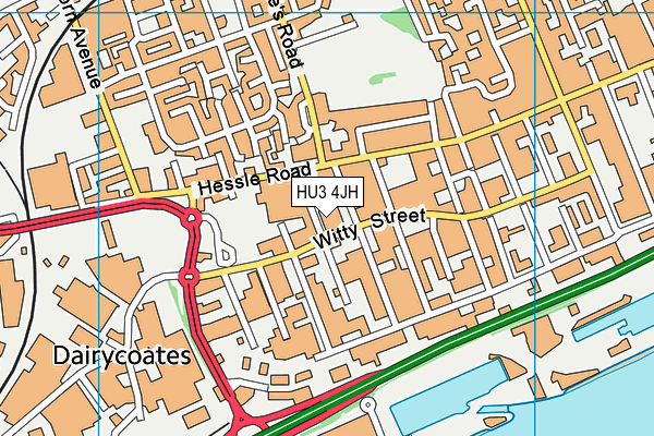 HU3 4JH map - OS VectorMap District (Ordnance Survey)