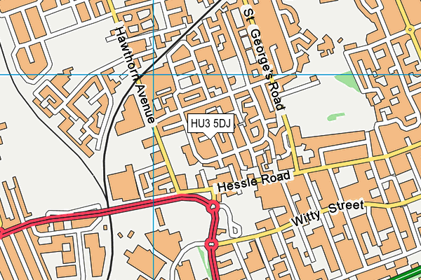 HU3 5DJ map - OS VectorMap District (Ordnance Survey)