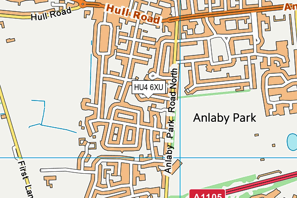 HU4 6XU map - OS VectorMap District (Ordnance Survey)