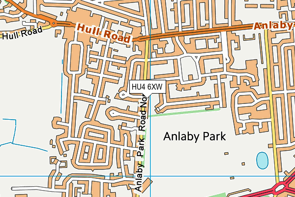 HU4 6XW map - OS VectorMap District (Ordnance Survey)