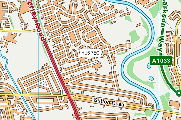HU6 7EG map - OS VectorMap District (Ordnance Survey)