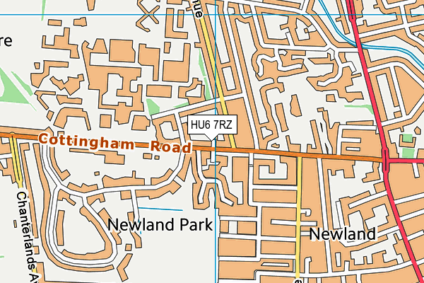 HU6 7RZ map - OS VectorMap District (Ordnance Survey)