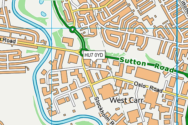 HU7 0YD map - OS VectorMap District (Ordnance Survey)