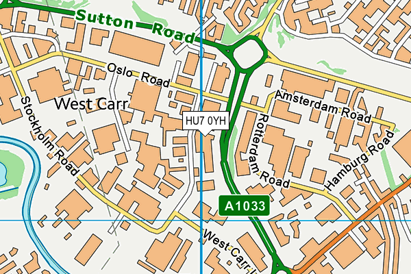 HU7 0YH map - OS VectorMap District (Ordnance Survey)