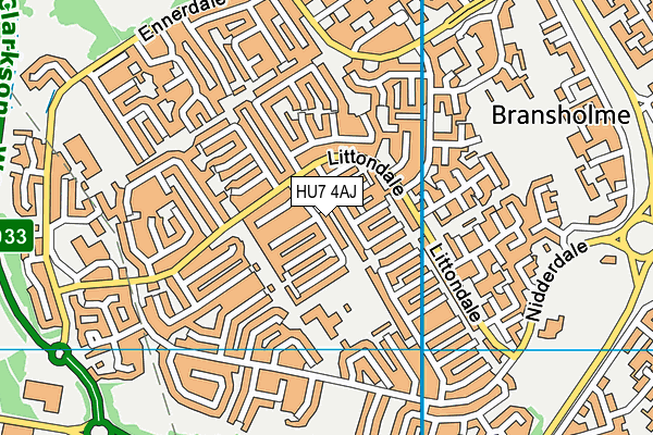 HU7 4AJ map - OS VectorMap District (Ordnance Survey)