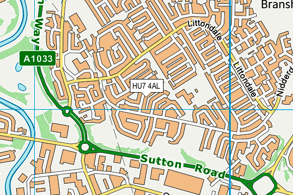 HU7 4AL map - OS VectorMap District (Ordnance Survey)