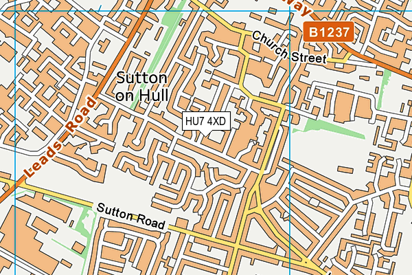 HU7 4XD map - OS VectorMap District (Ordnance Survey)