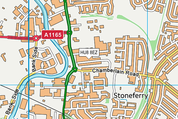 HU8 8EZ map - OS VectorMap District (Ordnance Survey)