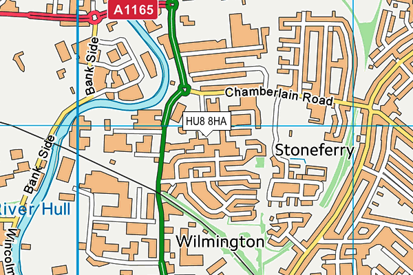 HU8 8HA map - OS VectorMap District (Ordnance Survey)