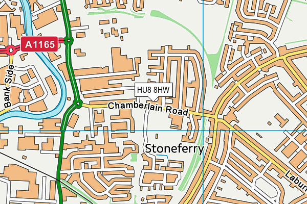 HU8 8HW map - OS VectorMap District (Ordnance Survey)