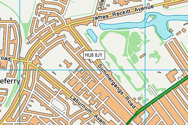 HU8 8JY map - OS VectorMap District (Ordnance Survey)
