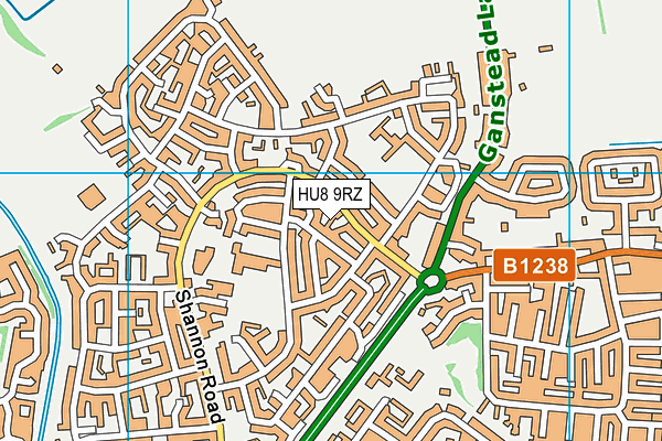 HU8 9RZ map - OS VectorMap District (Ordnance Survey)