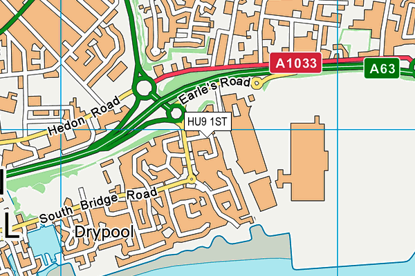 HU9 1ST map - OS VectorMap District (Ordnance Survey)