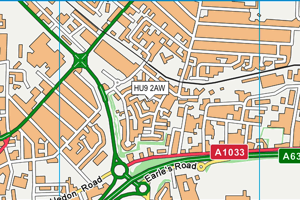 HU9 2AW map - OS VectorMap District (Ordnance Survey) HU9 2AW map - OS VectorMap District (Ordnance Survey)