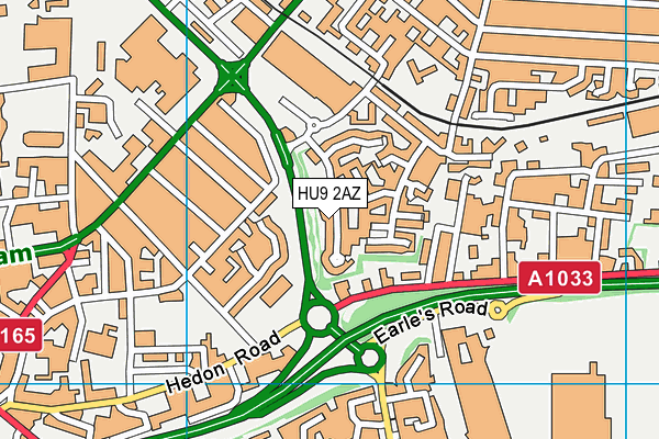 HU9 2AZ map - OS VectorMap District (Ordnance Survey)