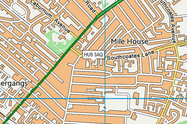 HU9 3AQ map - OS VectorMap District (Ordnance Survey)