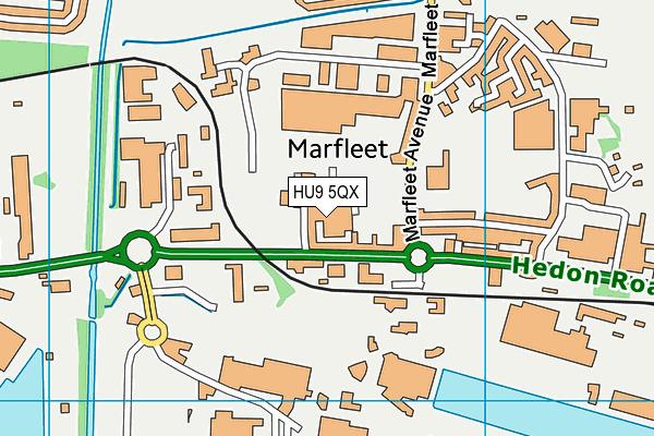 HU9 5QX map - OS VectorMap District (Ordnance Survey)