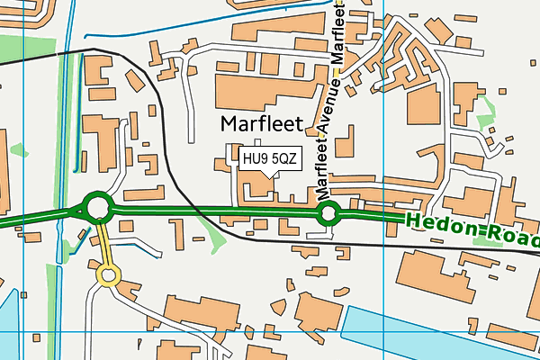 HU9 5QZ map - OS VectorMap District (Ordnance Survey)