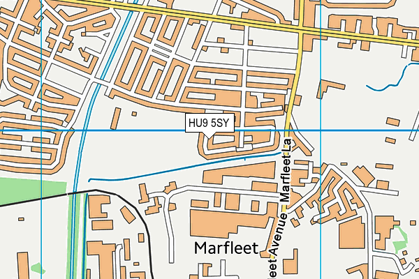 HU9 5SY map - OS VectorMap District (Ordnance Survey)