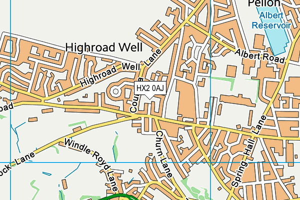 HX2 0AJ map - OS VectorMap District (Ordnance Survey) HX2 0AJ map - OS VectorMap District (Ordnance Survey)