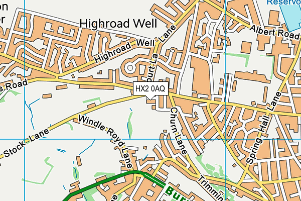 HX2 0AQ map - OS VectorMap District (Ordnance Survey)