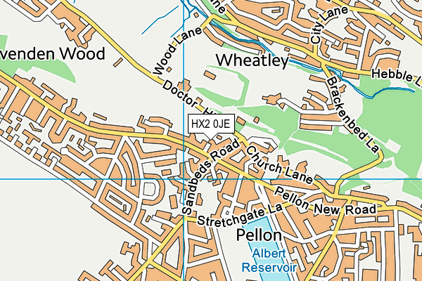 HX2 0JE map - OS VectorMap District (Ordnance Survey)