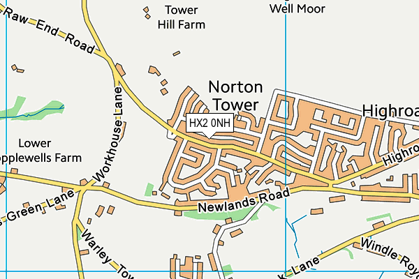 HX2 0NH map - OS VectorMap District (Ordnance Survey) HX2 0NH map - OS VectorMap District (Ordnance Survey)