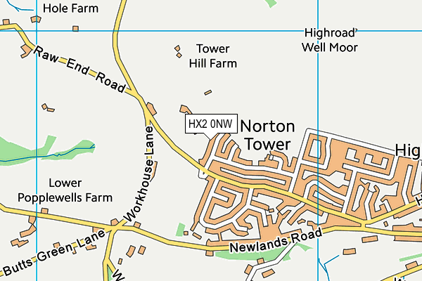 HX2 0NW map - OS VectorMap District (Ordnance Survey)