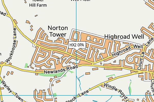 HX2 0PA map - OS VectorMap District (Ordnance Survey) HX2 0PA map - OS VectorMap District (Ordnance Survey)