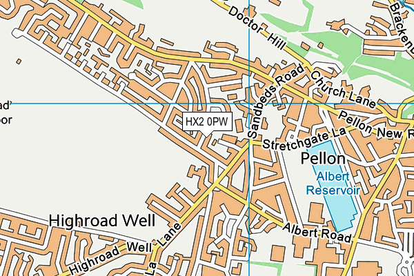 HX2 0PW map - OS VectorMap District (Ordnance Survey) HX2 0PW map - OS VectorMap District (Ordnance Survey)