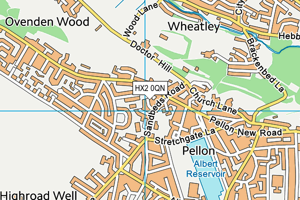 HX2 0QN map - OS VectorMap District (Ordnance Survey)