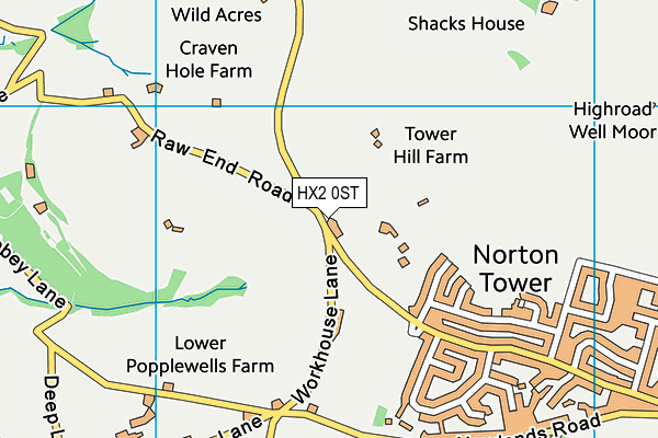 HX2 0ST map - OS VectorMap District (Ordnance Survey) HX2 0ST map - OS VectorMap District (Ordnance Survey)