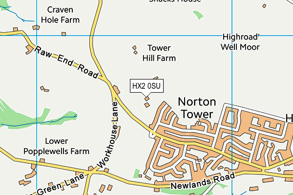 HX2 0SU map - OS VectorMap District (Ordnance Survey) HX2 0SU map - OS VectorMap District (Ordnance Survey)