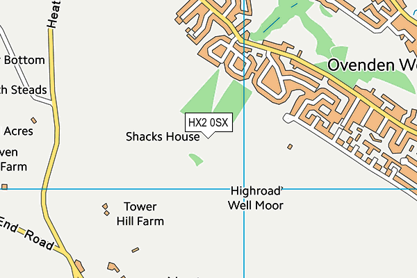 HX2 0SX map - OS VectorMap District (Ordnance Survey) HX2 0SX map - OS VectorMap District (Ordnance Survey)