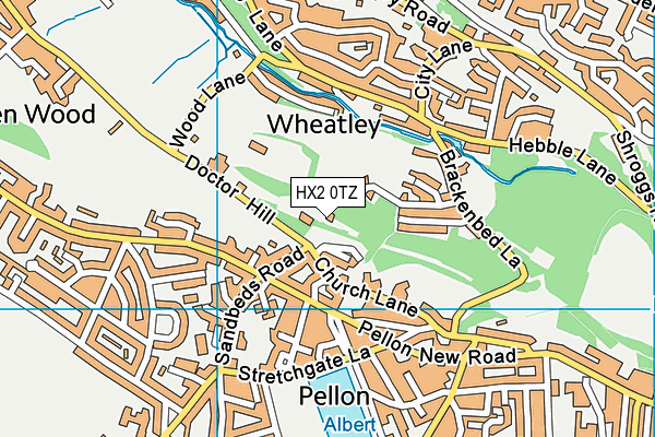 HX2 0TZ map - OS VectorMap District (Ordnance Survey) HX2 0TZ map - OS VectorMap District (Ordnance Survey)